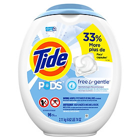 Viên giặt Tide Pods Liquid Laundry Detergent, Free & Gentle, 96 Viên (Bình) - Nhập khẩu Mỹ
