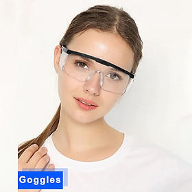 Unisex Foldable Adjustable Safety Goggles Anti-dust Windproof Lab Glasses Clear PC Lens Black/Transparent