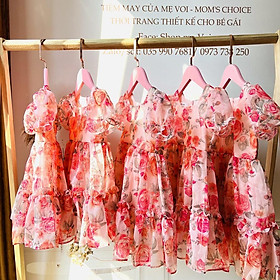 Váy bé gái, đầm bé gái họa tiết hoa hồng cực sang chảnh cho bé gái từ 1- 10 tuổi tại Mom's Choice
