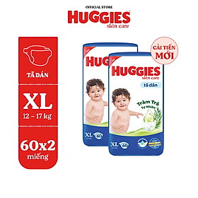 Combo 2 Tã/bỉm dánHuggies Skincare Super Jumbo M76+3/L68/XL60/XXL54
