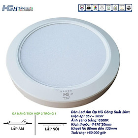Mua Đèn Led Âm Trần Ốp Nổi  HG 20W