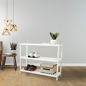 KỆ GIÀY GỖ/ KỆ TRANG TRÍ LẮP RÁP HÀN QUỐC ĐA NĂNG 3 TẦNG - BENCH 3F 800 WHITE