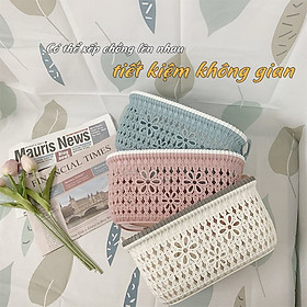 Mua Rổ Nhựa Giả Đan Mây Có Quai Cầm Thương Hiệu Việt Nhật  Giỏ Hoa Việt Nhật 2 Size Màu Pastel Xinh Xắn (MS: 3377)