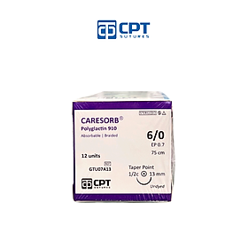 Chỉ phẫu thuật tự tiêu CPT Caresorb Polyglactin 910 số 6 0 Undyed -