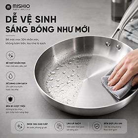 Mua Chảo Inox đáy từ 3 Lớp Mishio (Size 22  24  26  28  30cm)  Đúc Nguyên Khối  Đáy Từ  An Toàn Vượt Trội - hàng chính hãng