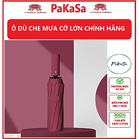 Ô dù che mưa cỡ lớn tự động đóng mở, gấp gọn tiện lợi - Thiết kế mở ngược chống ướt khi mở, gập - Hàng Chính Hãng PaKaSa - Màu Đỏ