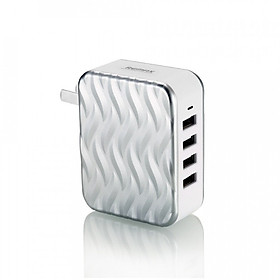 Củ Sạc Điện Thoại REMAX RP-U41 4 Cổng USB + Tặng Kèm Cáp Sạc IPhone - Hàng Chính Hãng
