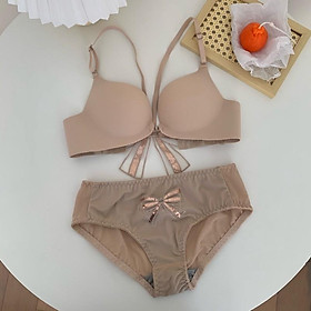 Set đồ lót nữ ️️ Bộ đồ lót su non cài trước không gọng - Áo chip nâng đẩy nơ lưng điệu đà