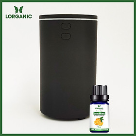 Combo máy khuếch tán/ máy xông tinh dầu Lorganic dùng cho ô tô (xe hơi) FX2069 + tinh dầu cam Lorganic (10ml). Phun sương sóng siêu âm/Cáp sạc USB tiện lợi.