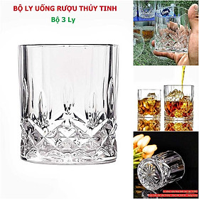 Bộ Ly Uống Rượu Đẹp 215ML (bộ 3 cái) thủy tinh cao cấp đế dày – Cốc Uống Rượu siêu trong