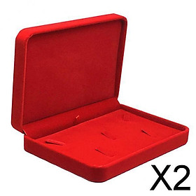 2xVelvet Jewelry Set Boxes Tray Travel Necklace Storage Display Case Red