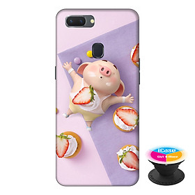 Ốp lưng điện thoại Oppo A5S hình Heo Con Ăn Dâu tặng kèm giá đỡ điện thoại iCase xinh xắn - Hàng chính hãng