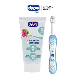 Combo Kem đánh răng Chicco + Bàn chải đánh răng Cá xanh Chicco