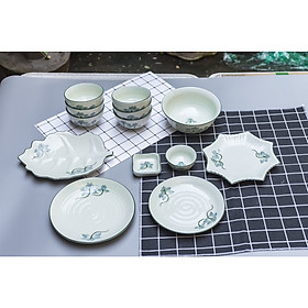 Mua Bộ sản phẩm đồ ăn vẽ hoa sen gốm sứ Bát Tràng( 13 món)