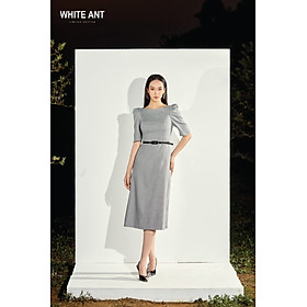 Hình ảnh Đầm Cổ Thuyền White Ant SUSI A-LINE DRESS Thiết Kế Vai Bồng Tay Lỡ, Chất Liệu Vải Text Kẻ Cao Cấp 120400167