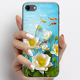 Ốp lưng cho iPhone 7, iPhone 8 nhựa TPU mẫu Hoa sen cá chép đỏ