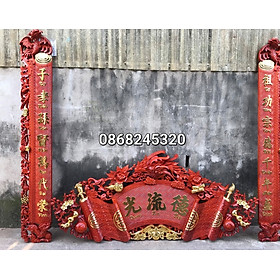 Mua Bộ đồ thờ cuốn thư câu đối bằng gỗ hương đỏ pu dát vàng cấp