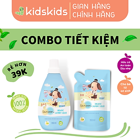 COMBO Nước giặt đồ sơ sinh Organic an toàn cho bé Lamoo dạng Bình 750ml + Túi refill 700ml