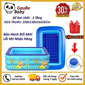 Bể Bơi Phao Kích Thước 1M5 ( 150x110xCao55Cm ) 3 Tầng Cho Bé, Hàng Loại 1 Có Đáy Chống Trượt, An Toàn Khi Sử Dụng