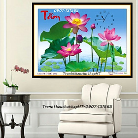 Tranh thêu chữ thập - Tranh đính đá chữ tâm 90*50cm - tự đính