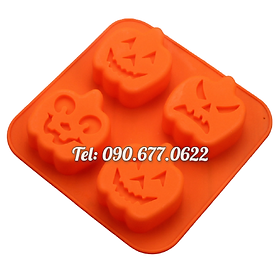 Khuôn silicone làm bánh, rau câu, socola 4 hình Halloween bí ngô – Mã số 1364