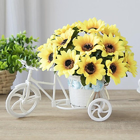 Xe đạp hoa để bàn, trang trí kệ tủ hoa hướng dương cực đẹp XH-01