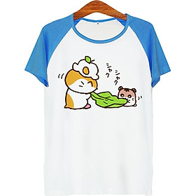 Áo thun tay màu Hamster cắn lá ATCT422