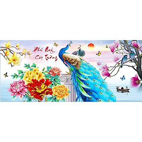 tranh đính đá Phú quý cát tường 120x56cm - chưa đính