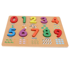 Wooden Numbers Color Cognition Board Blocks Puzzle Educational Toys Birthday