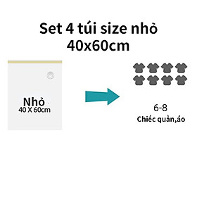 Bộ 4 Túi Hút Chân Không Đựng Quần Áo Chăn Màn Bảo Quản Đồ Đạc Gọn Gàng Tiết Kiệm Không Gian