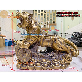 Mua Tượng Hổ Thét Đế Tiền Vàng Đứng Trên Đồng Xu Kích Thước 26x10x22cm  Nặng 3kg - Quà Tặng Sếp Tuổi Dần Đẹp