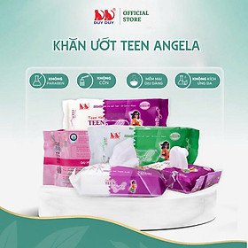 Khăn ướt mini teen tím Angela tinh chất lô hội 20 miếng (13.5x20cm) bảo vệ da nhạy cảm
