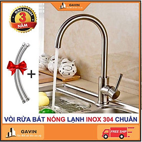 Vòi rửa bát nóng lạnh inox 304 chuẩn, vòi rửa bát inox 304, vòi rửa bát giá rẻ tốt