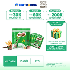 Bịch 15 gói Thức Uống Lúa Mạch Nestlé MILO Sữa 3 Trong 1 (22g/Gói)