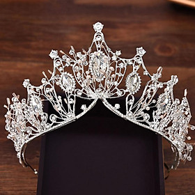 Silver Rhinestone Tiara for Bridal Wedding Exquisite Headwear Crystal Crown