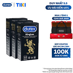 Hình ảnh Bộ Bao Cao Su Durex Kingtex 3 Hộp 12 Bao