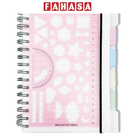 Sổ Lò Xo Kèm Thước Khuôn Đa Năng - Kẻ Ngang - 240 Trang - Jingu Stationery 5435 - Màu Hồng