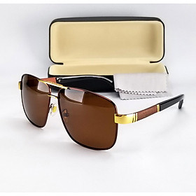 Mắt kính râm nam DKY6020TR màu nâu trà. Tròng Polarized phân cực chống tia UV, gọng kim loại không gỉ.