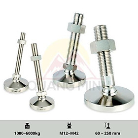 A-MA/A-MAS - Chân tăng chỉnh chiều cao, inox 304, chịu lực, đế sắt mạ Niken M12, M16, M20, M24, M30, M42 cao cấp