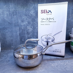 Nồi Quánh Inox 304 SEKA SK6070 Size 18cm Có Nắp Dung Tích 2,5 Lít Đáy 5 Lớp Truyền Nhiệt Tốt Chính Hãng