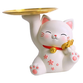 Cat Statue Storage Decor Animal Sculpture for Candy Desktop
