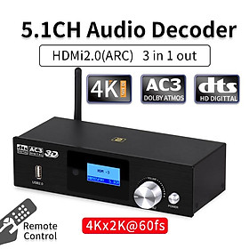 HD915PRO Bộ giải mã âm thanh HD 5.1CH Bộ thu Bluetooth 5.0 Dolby Atmos DTS AC3 Bộ chuyển đổi 4K3D tương thích HDMi2.0 SPDIF ARC PCUSB DAC