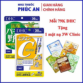 Combo viên uống DHC rau củ + DHC Vitamin C 30 ngày hỗ trợ tiêu hóa giảm nóng trong sáng da