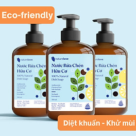 Nước Rửa Chén Hữu Cơ Nature Love - Làm sạch chén bát, đánh tan dầu mỡ - Thành phần thảo mộc giúp mềm dịu da tay - Tạo Bọt tự nhiên - Dễ dàng rửa trôi
