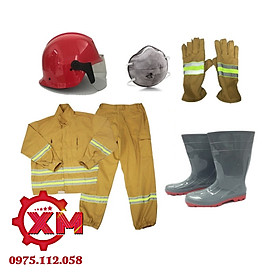 Hình ảnh quần áo phòng cháy chữa cháy 5 món (mũ,khẩu trang,quần áo,găng tay,ủng)