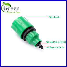 Đầu Nối Nhanh Vòi Nước Tưới Cây NN-6 Dùng Nối Khớp Nối Nhanh 16 mm Ra Ống 6 mm (Ống 4/7) Hoặc 10 mm (Ống 8/11)