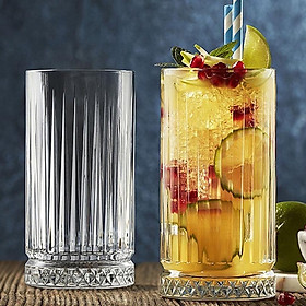 BỘ 6 CỐC THUỶ TINH, LY THỦY TINH CHỊU NHIỆT 445ML ĐẾ KHẮC TRÁM KẺ SỌC SANG TRỌNG MẪU MỚI | DECOR PHÒNG KHÁCH