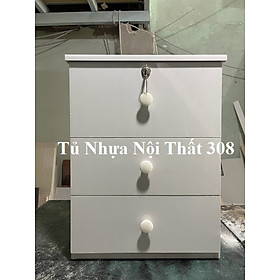 Tủ, Kệ Đầu Giường Nhựa Đài Loan Cao 53cm Ngang 42cm Sâu 32,5cm Màu Trắng K156