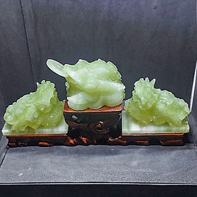 Mua  COMBO TÀI LỘC  Combo Tỳ Hưu Phong Thủy + Cóc Ngậm Tiền Đá Ngọc Hoàng Long - Dài 10cm