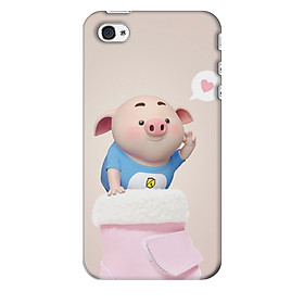 Ốp lưng nhựa cứng nhám dành cho iPhone 4S in hình Heo Con Yêu